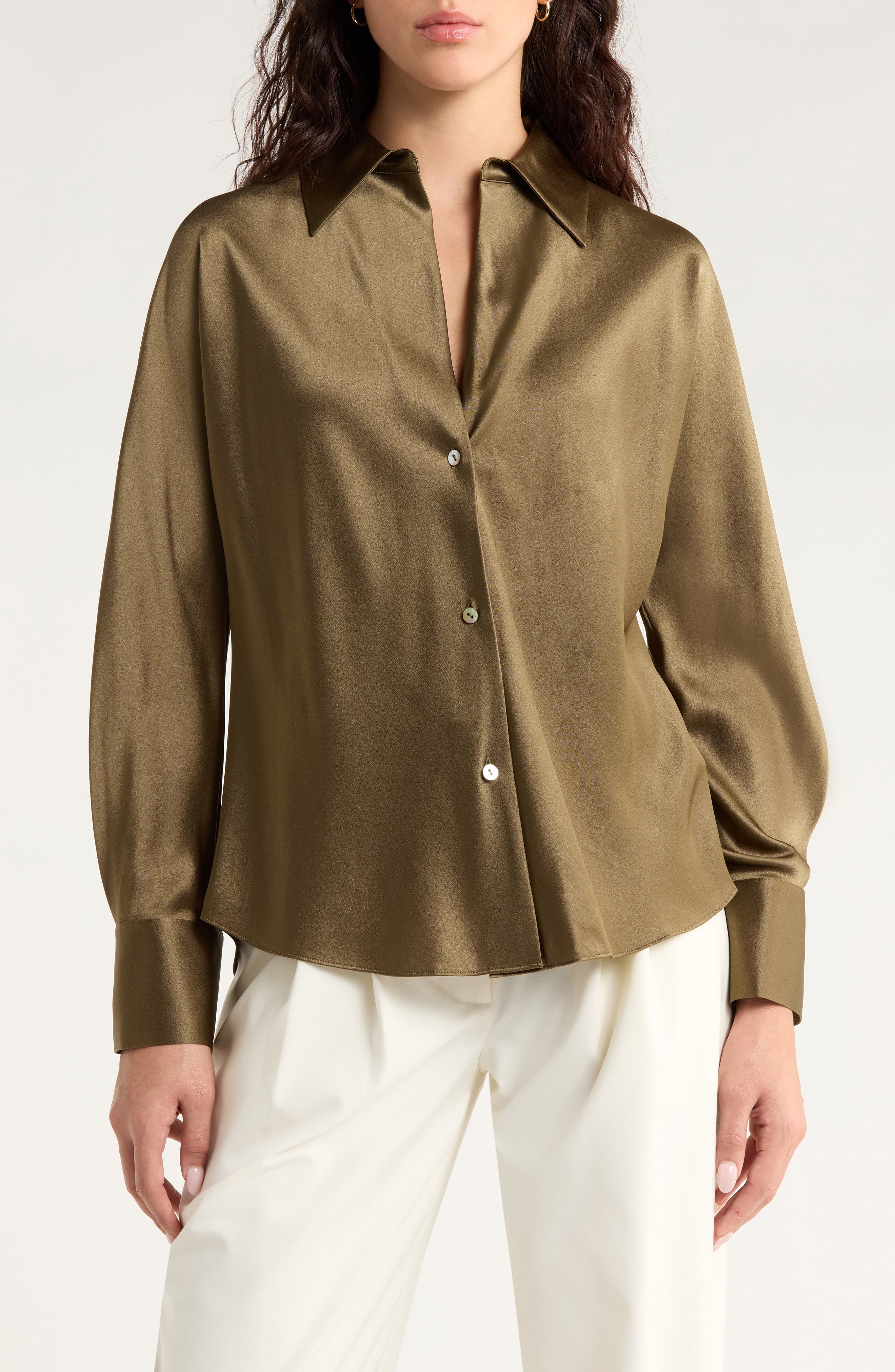 Vince Silk Button-Up Shirt