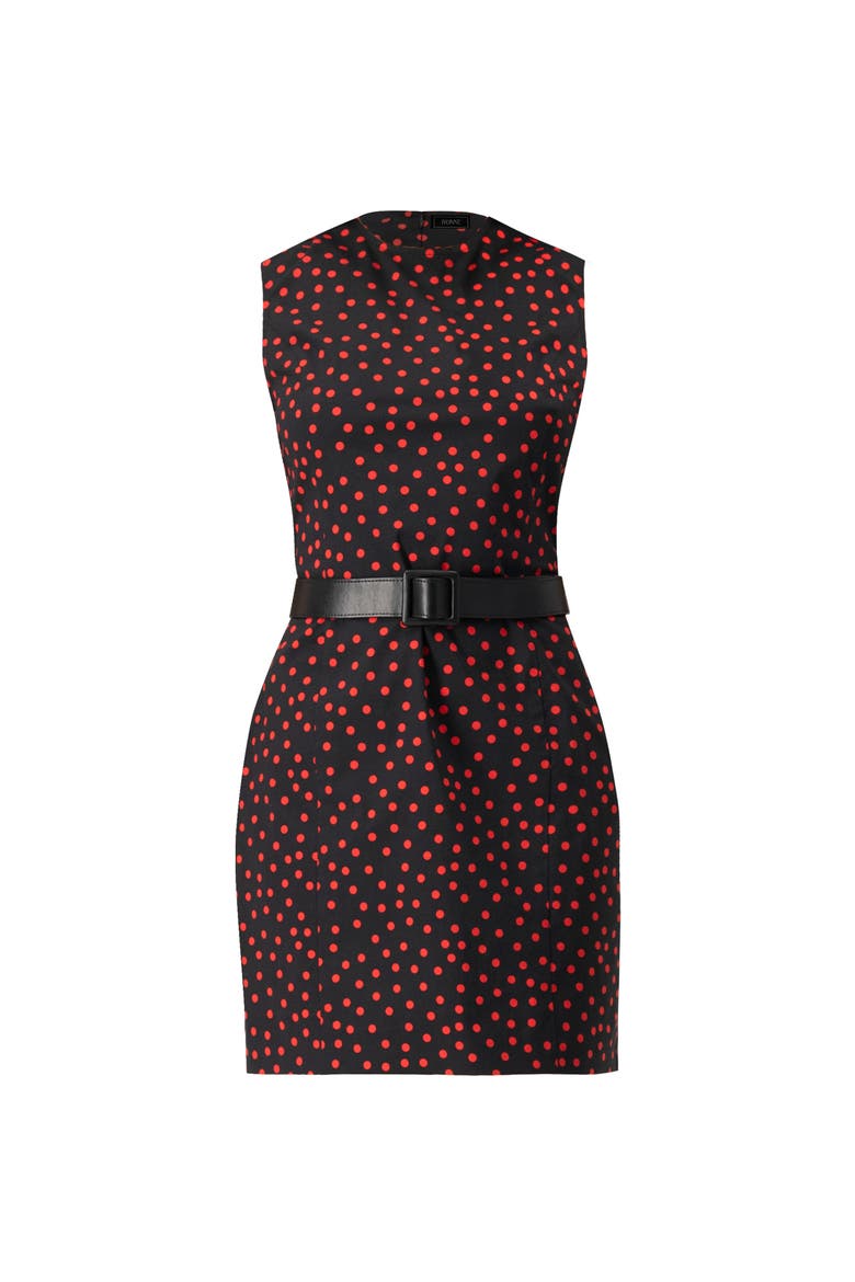 Sleeveless Polka Dot Shift Dress, Alternate, color, Black