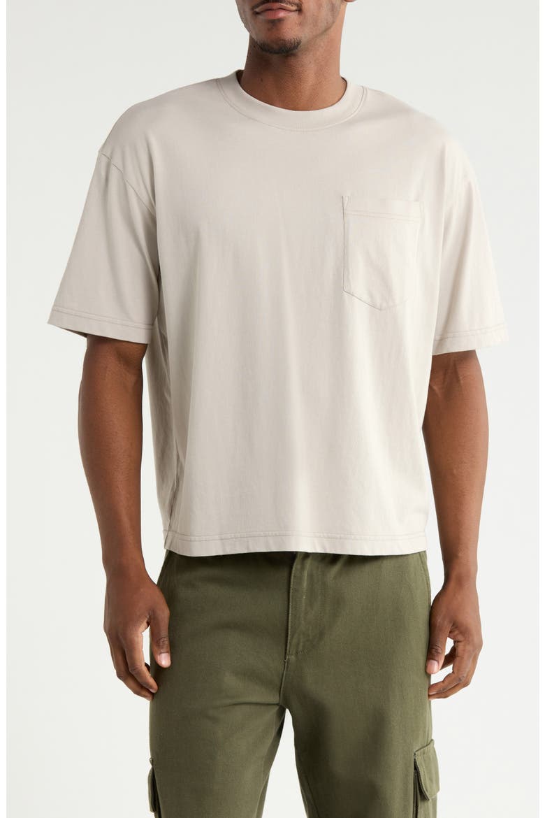 Boxy Short Sleeve Pocket T-Shirt, Main, color, GREY OWL