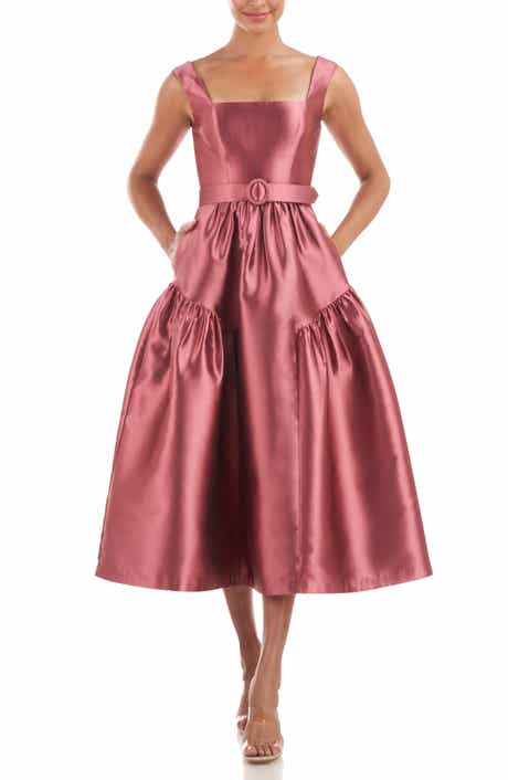 Kay Unger Lydia Satin Fit & Flare Dress