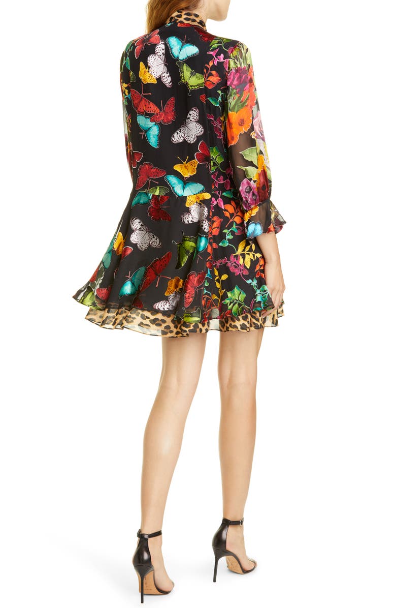 Alice + Olivia Moore Layered Butterfly Burnout Minidress, Alternate, color,
