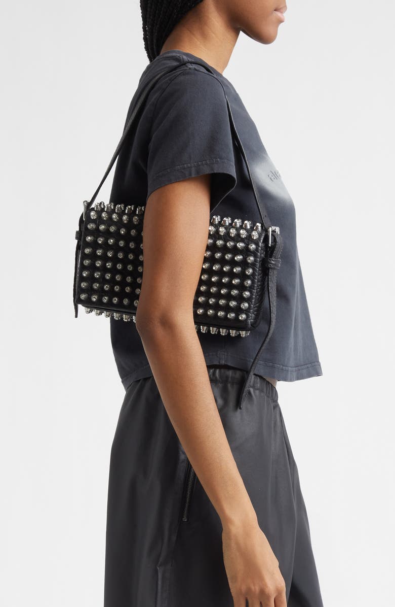 Alexander Wang Slim Ricco Crown Studded Leather Shoulder Bag, Alternate, color, Black