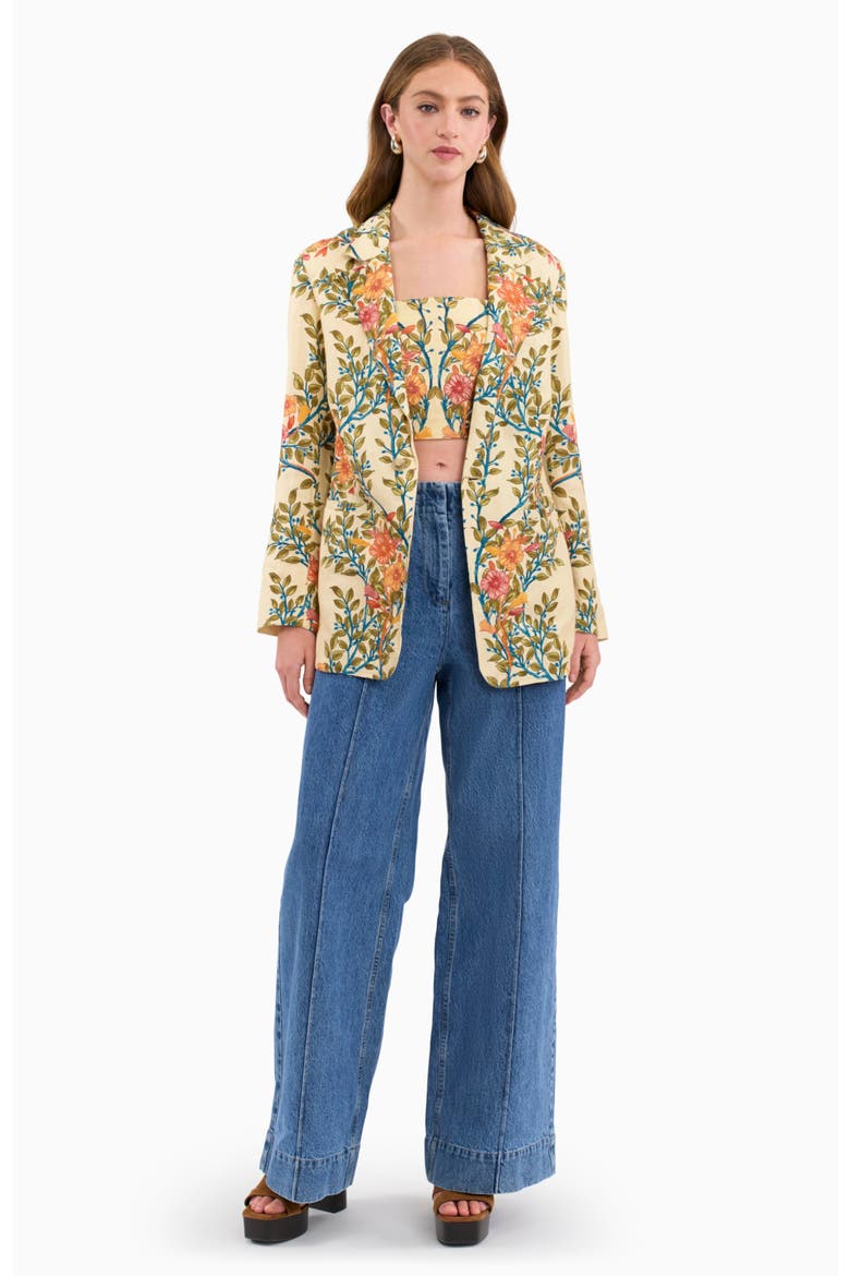 Cleo Printed Blazer, Main, color, Buttercream Multi