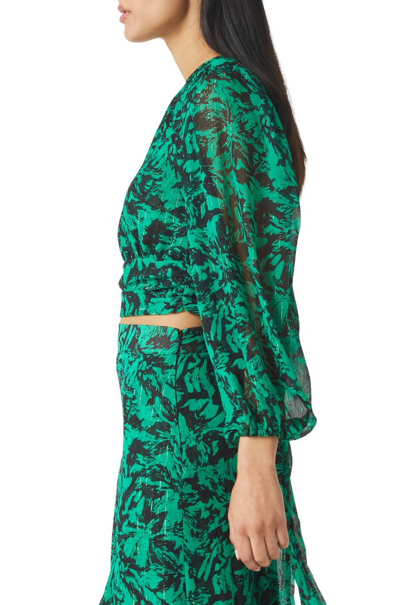 MISA Los Angeles Beatriz Print Metallic Stripe Crop Blouse, Alternate, color,