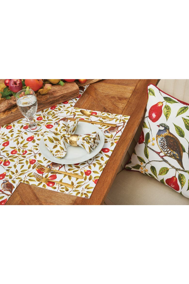 Partridge In A Pear Tree Printed Kitchen Towel, Alternate, color, Green