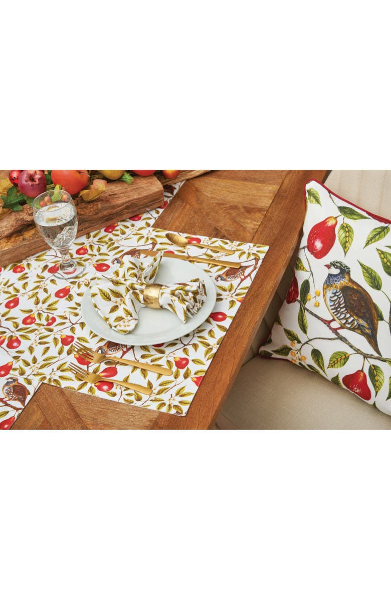 C&F Home Partridge In A Pear Tree Printed 100% Cotton Christmas Accent Throw Pillow 18" x 18", Alternate, color, Red