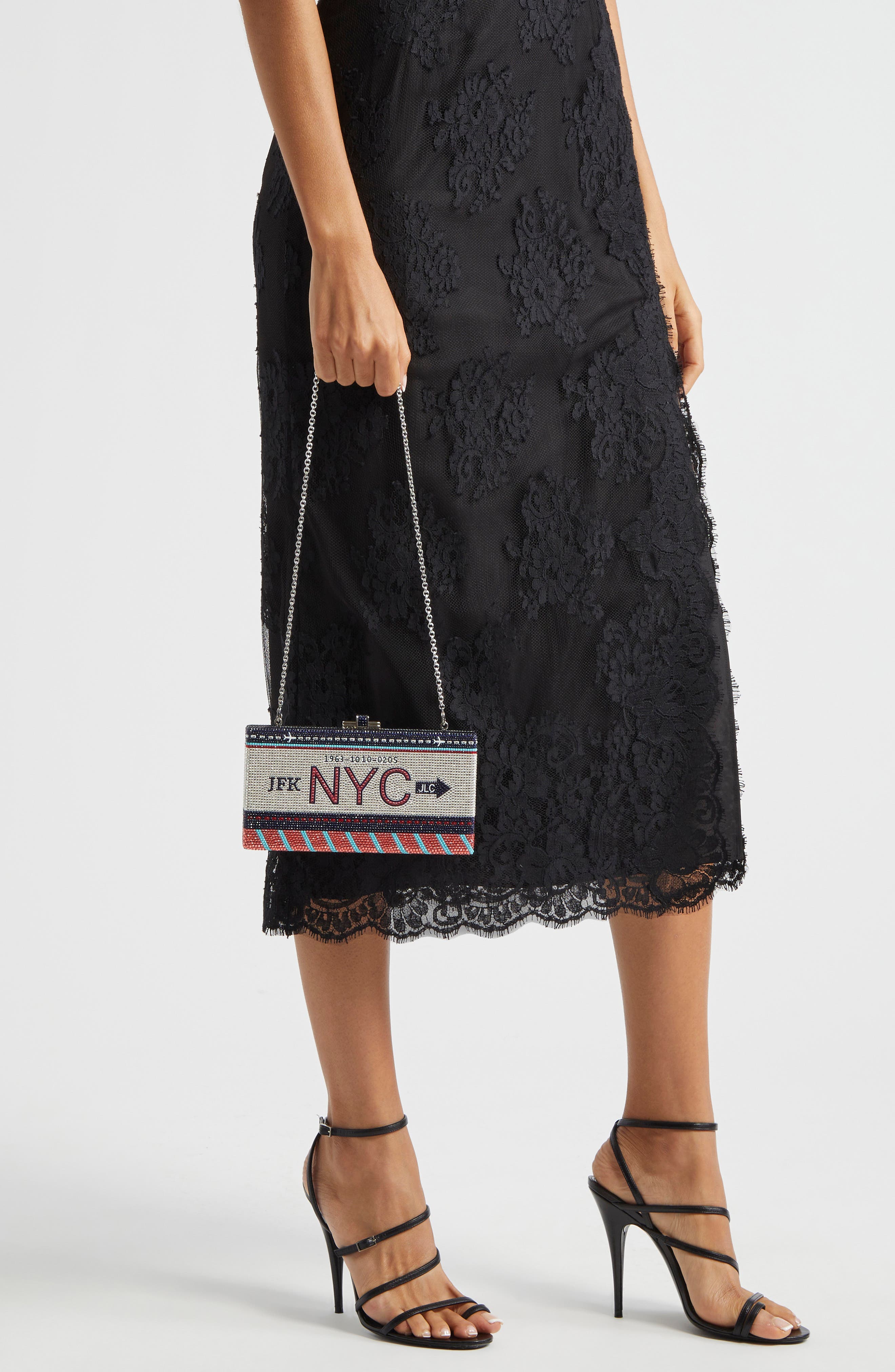 JUDITH LEIBER COUTURE NYC Luggage Tag Crystal Box Clutch, Alternate, color, 