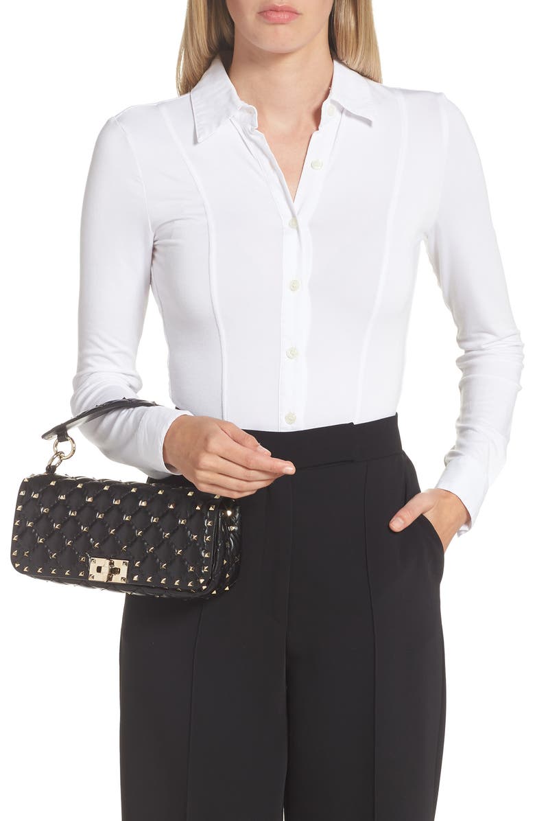 Valentino Garavani Rockstud Spike Leather Shoulder Bag, Alternate, color,