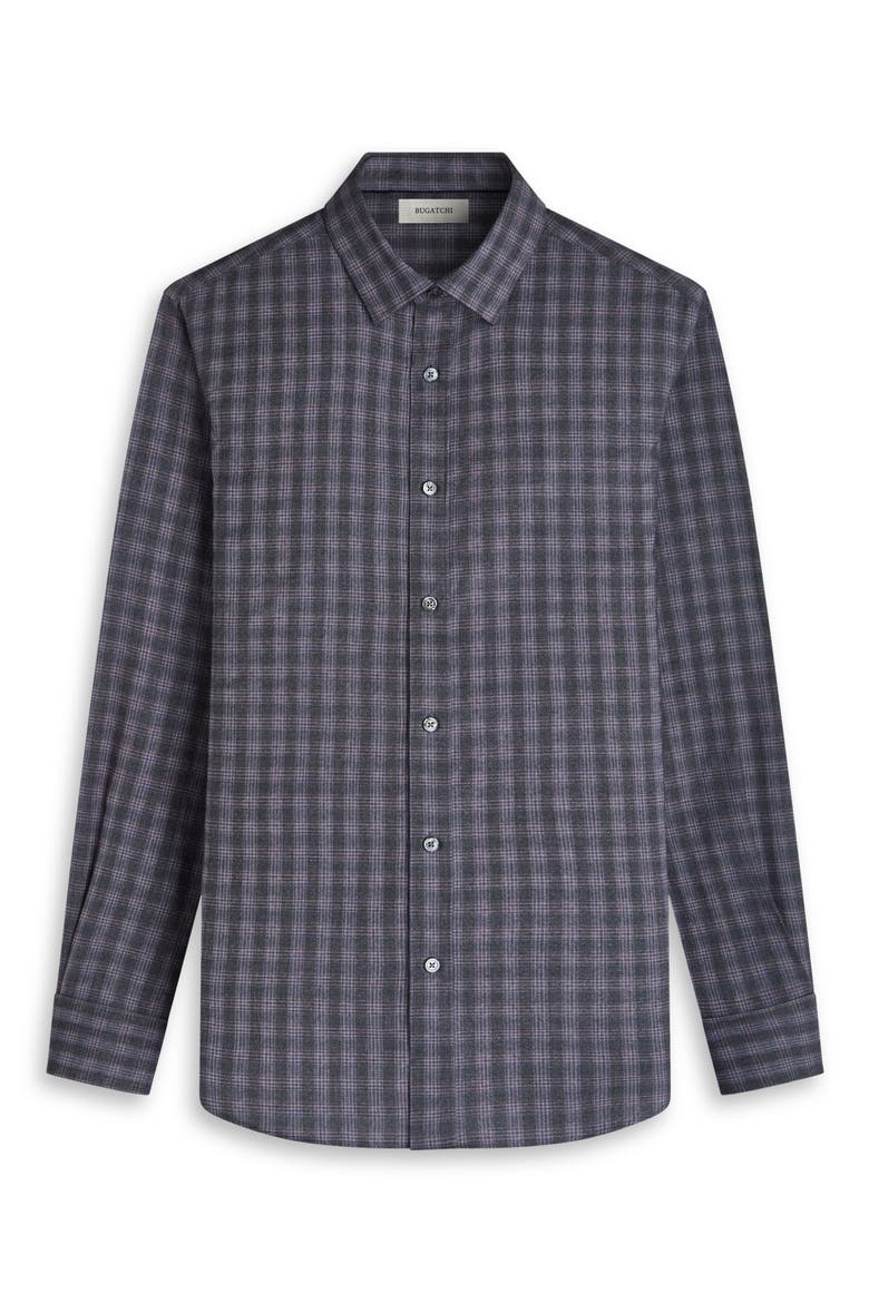 Julian Shaped Fit Check Cotton Button-Up Shirt, Alternate, color, AMETHYST