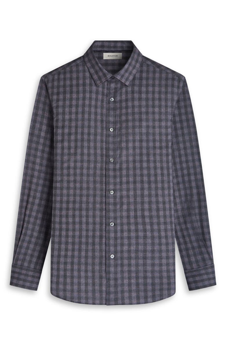 Bugatchi Julian Shaped Fit Check Cotton Button-Up Shirt, Alternate, color, Amethyst
