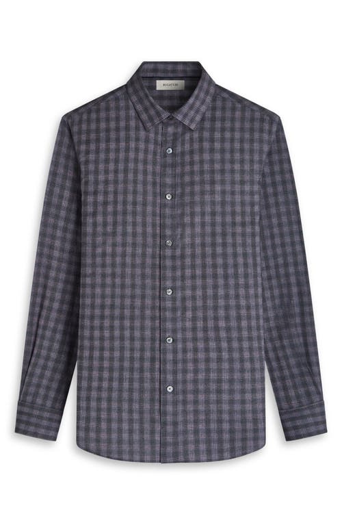 Bugatchi Julian Shaped Fit Check Cotton Button-up Shirt In Purple