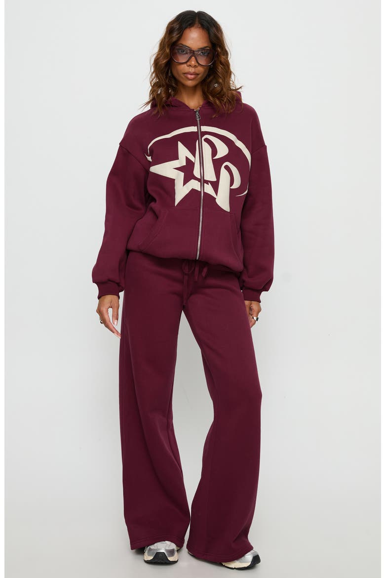 Stargirl Front Zip Hoodie, Alternate, color, BURGUNDY