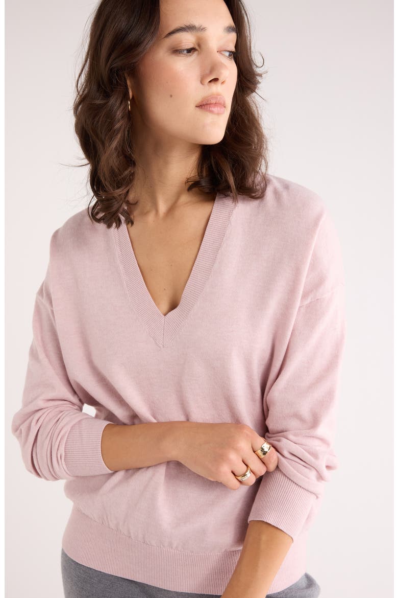 V-Neck Pullover Sweater, Alternate, color, PURPLE LILAC