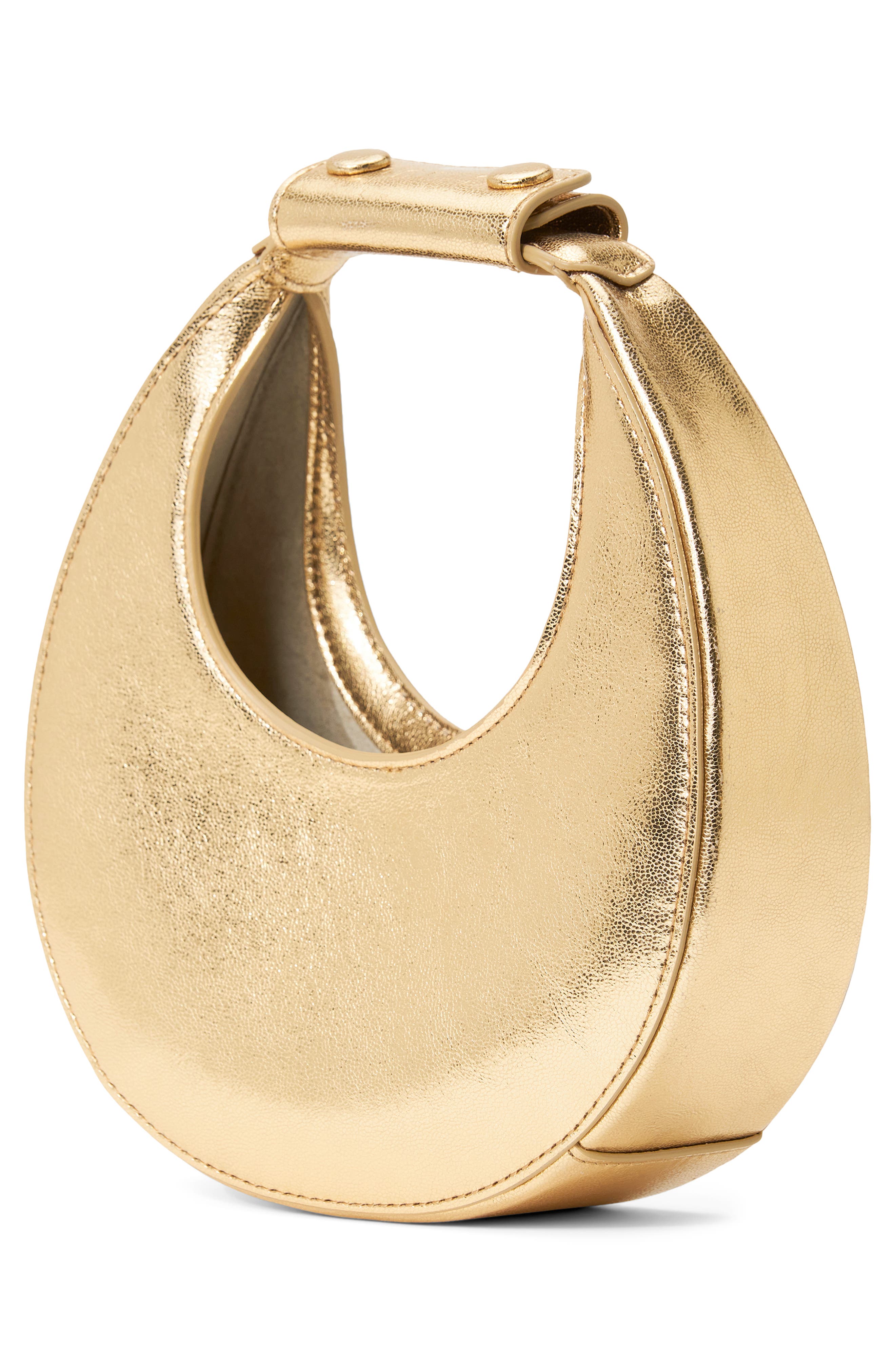 STAUD Good Night Metallic Leather Top Handle Moon Bag, Alternate, color, Gold