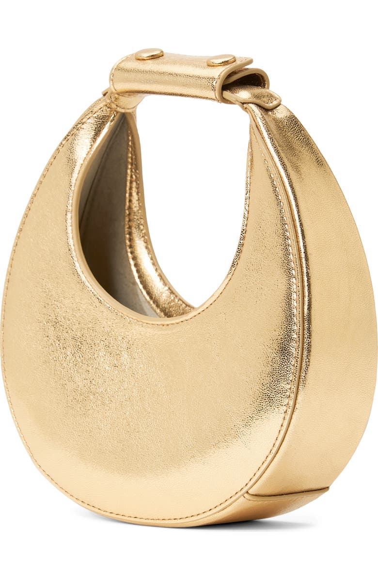 STAUD Good Night Metallic Leather Top Handle Moon Bag, Alternate, color, Gold