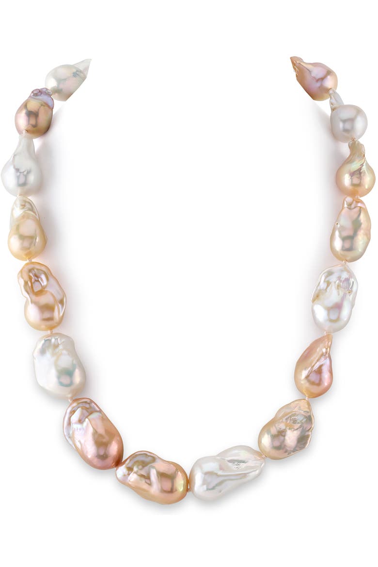 13-16mm Freshwater Multicolor Baroque Pearl Necklace - AAA Quality, Main, color, Sterling Silver Clasp