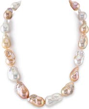 The Pearl Source 13-16mm Freshwater Multicolor Baroque Pearl Necklace - AAA Quality