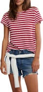 Free People Nora Stripe Linen & Cotton T-Shirt