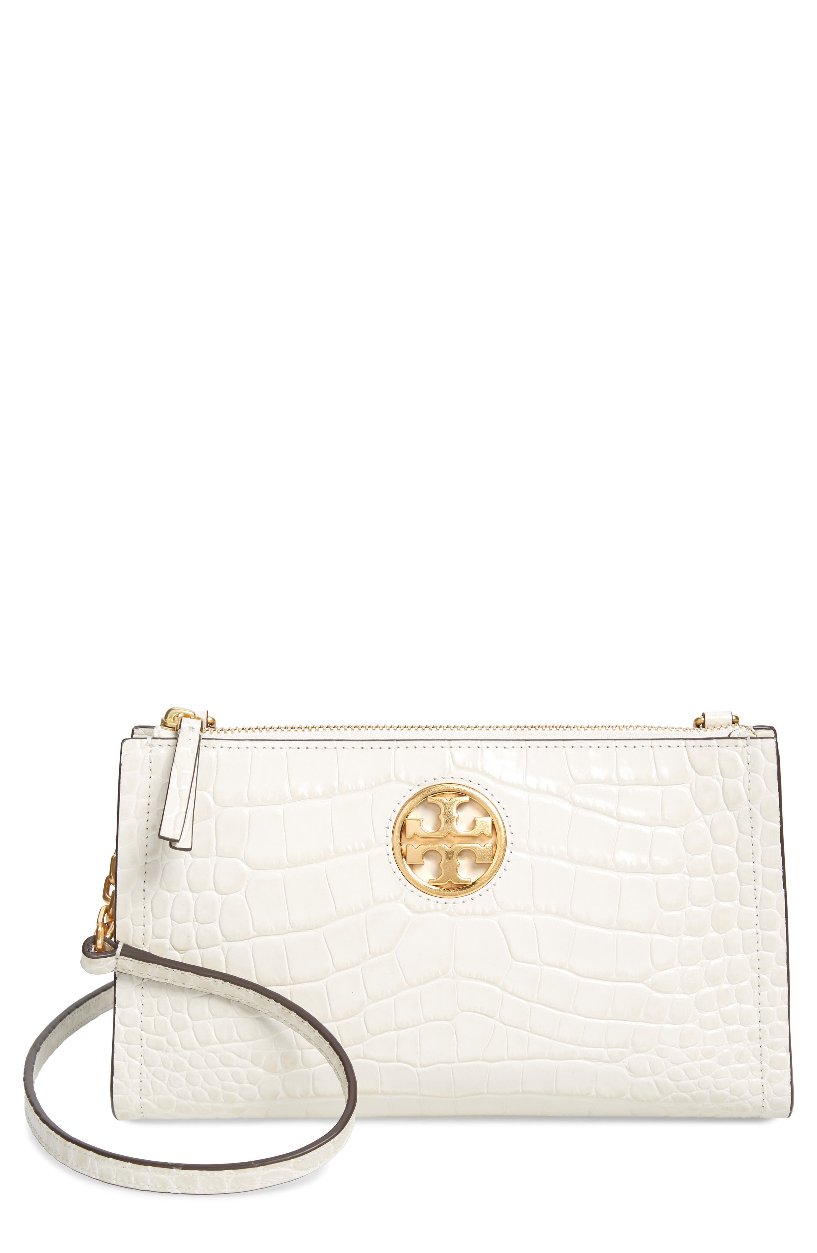 Tory Burch Carson Croc Embossed Leather Crossbody Bag, Main, color, 