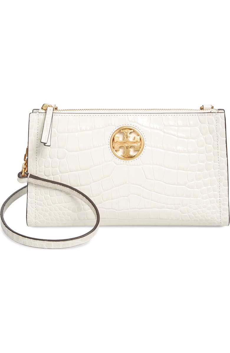 Tory Burch Carson Croc Embossed Leather Crossbody Bag, Main, color,