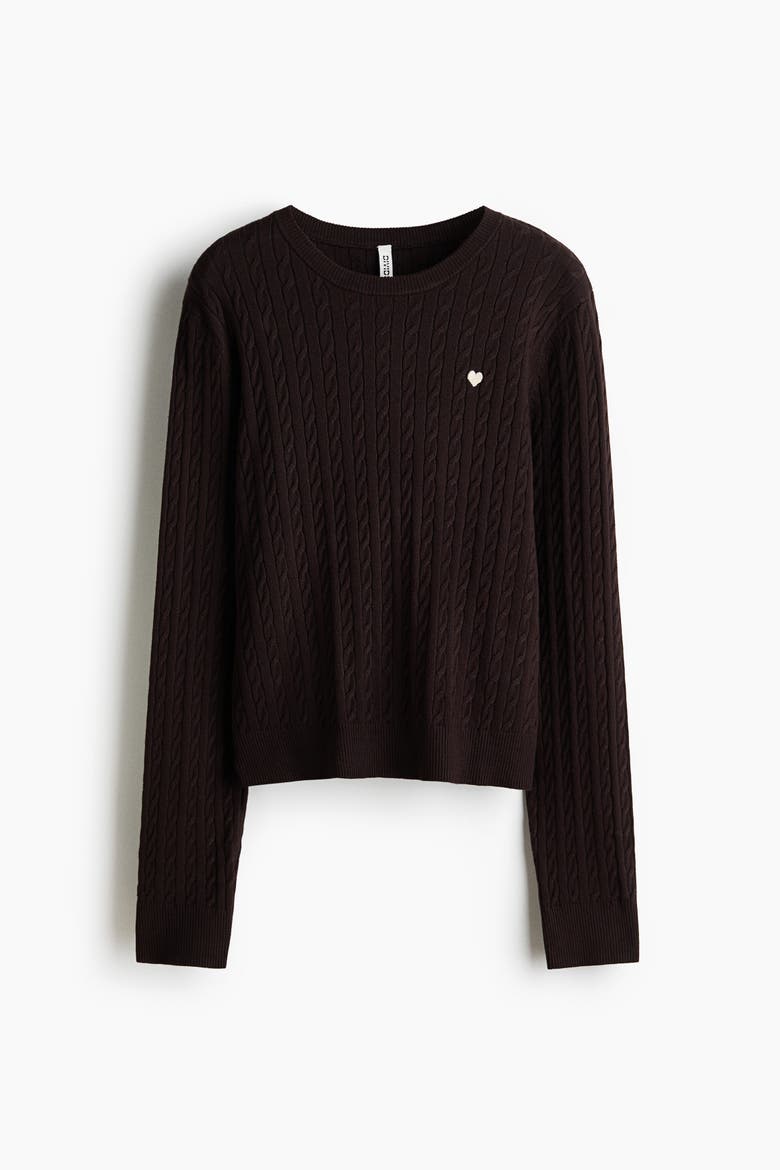 Cable-knit Jumper, Alternate, color, Dark brown