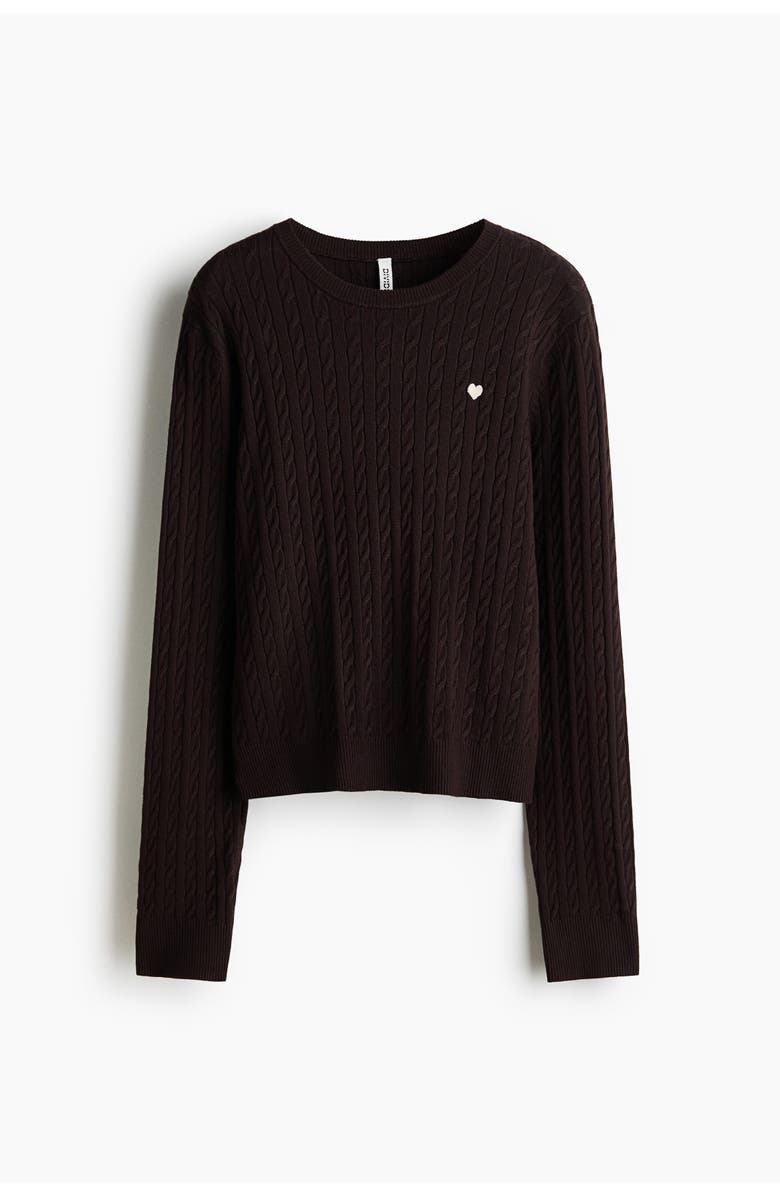 H&M Cable-knit Jumper, Main, color, Dark Brown