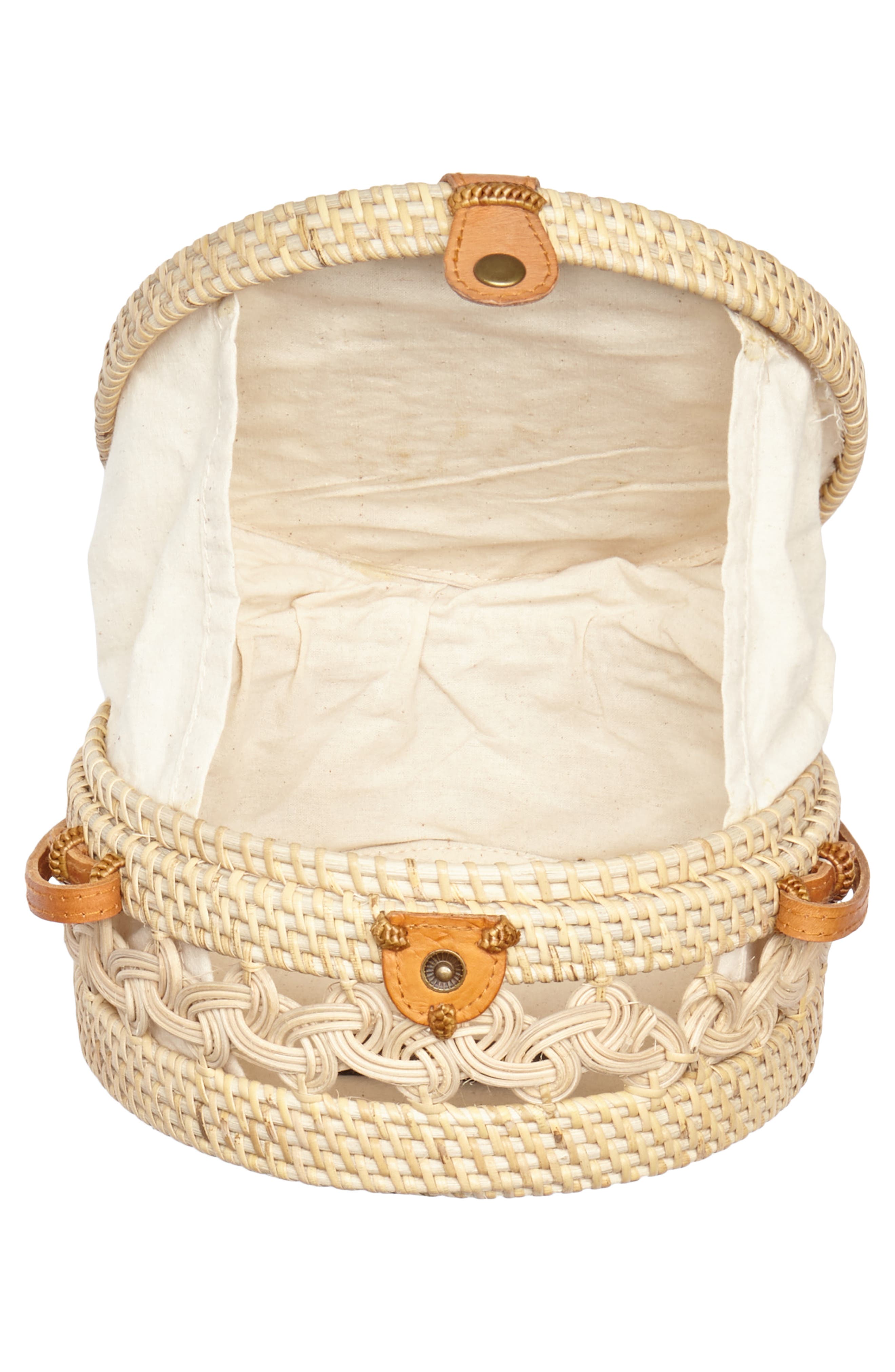 Street Level Woven Rattan Circle Crossbody Bag, Alternate, color, 