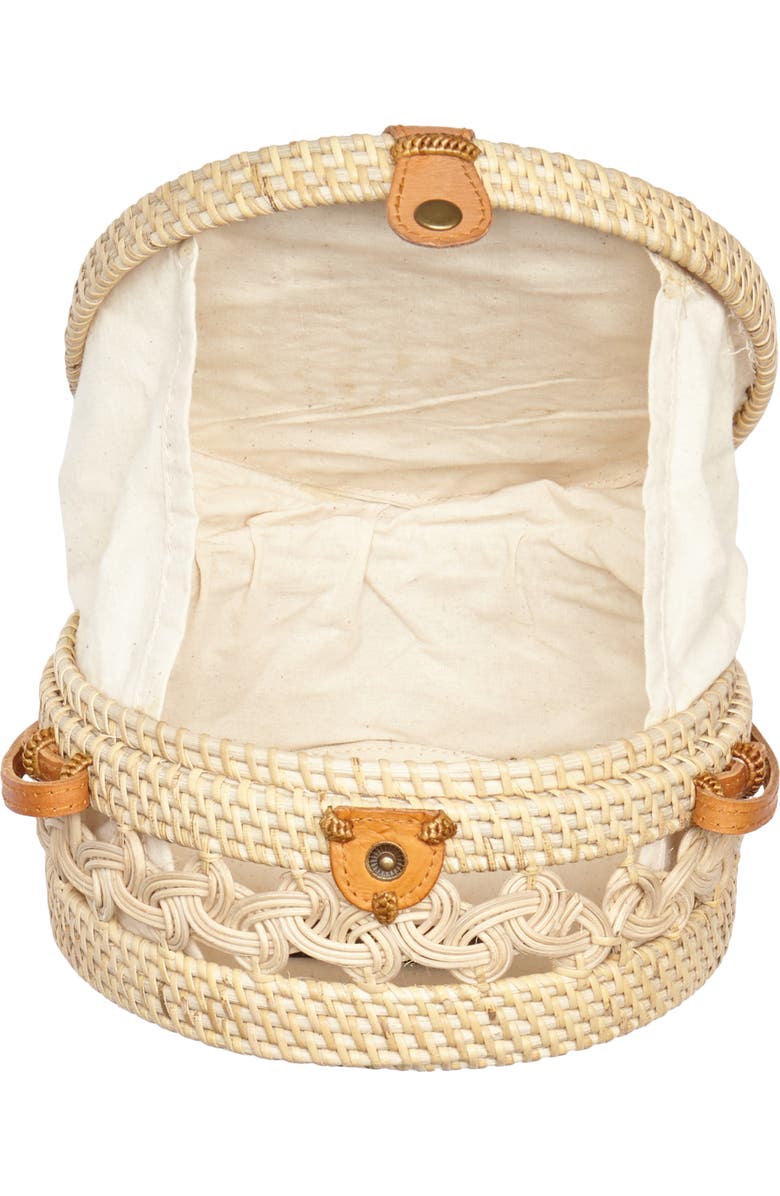 Street Level Woven Rattan Circle Crossbody Bag, Alternate, color,