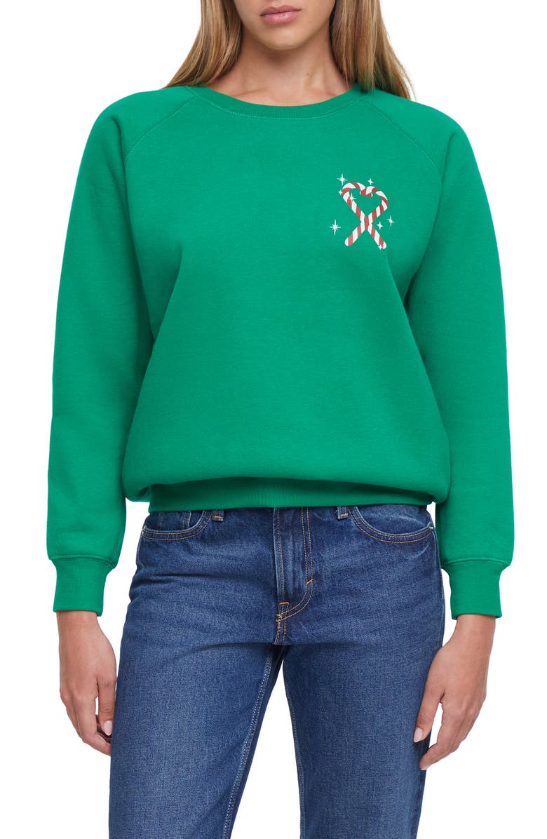 Wildfox Keely Tini's & Tinsel Sweatshirt, Main, color, Jolly Green