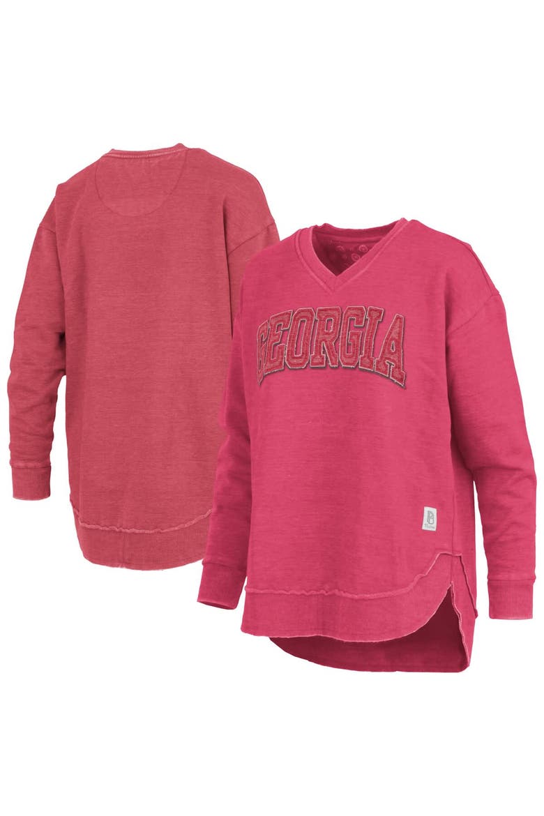 Women's Pressbox Red Georgia Bulldogs Westin Poncho V-Neck Pullover Sweatshirt, Main, color, Red