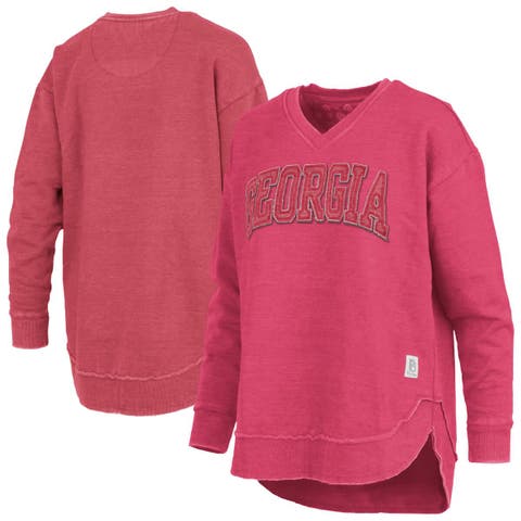Women's Pressbox Red Georgia Bulldogs Westin Poncho V-Neck Pullover Sweatshirt