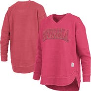 PRESSBOX Women's Pressbox Red Georgia Bulldogs Westin Poncho V-Neck Pullover Sweatshirt