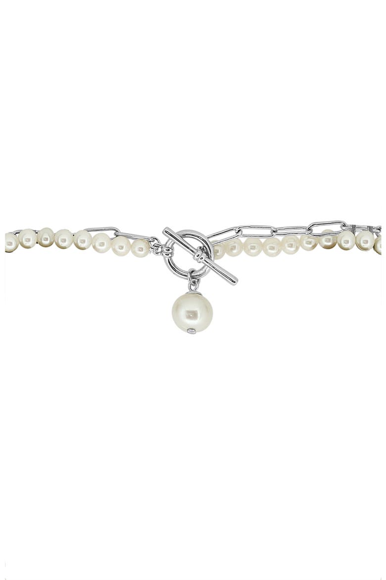 Sterling Silver Cultured Freshwater Pearl Double Strand Necklace, Alternate, color, WHITE