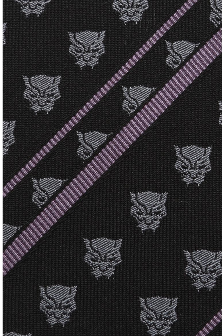 Black Panther Stripe Silk Tie, Alternate, color, BLACK