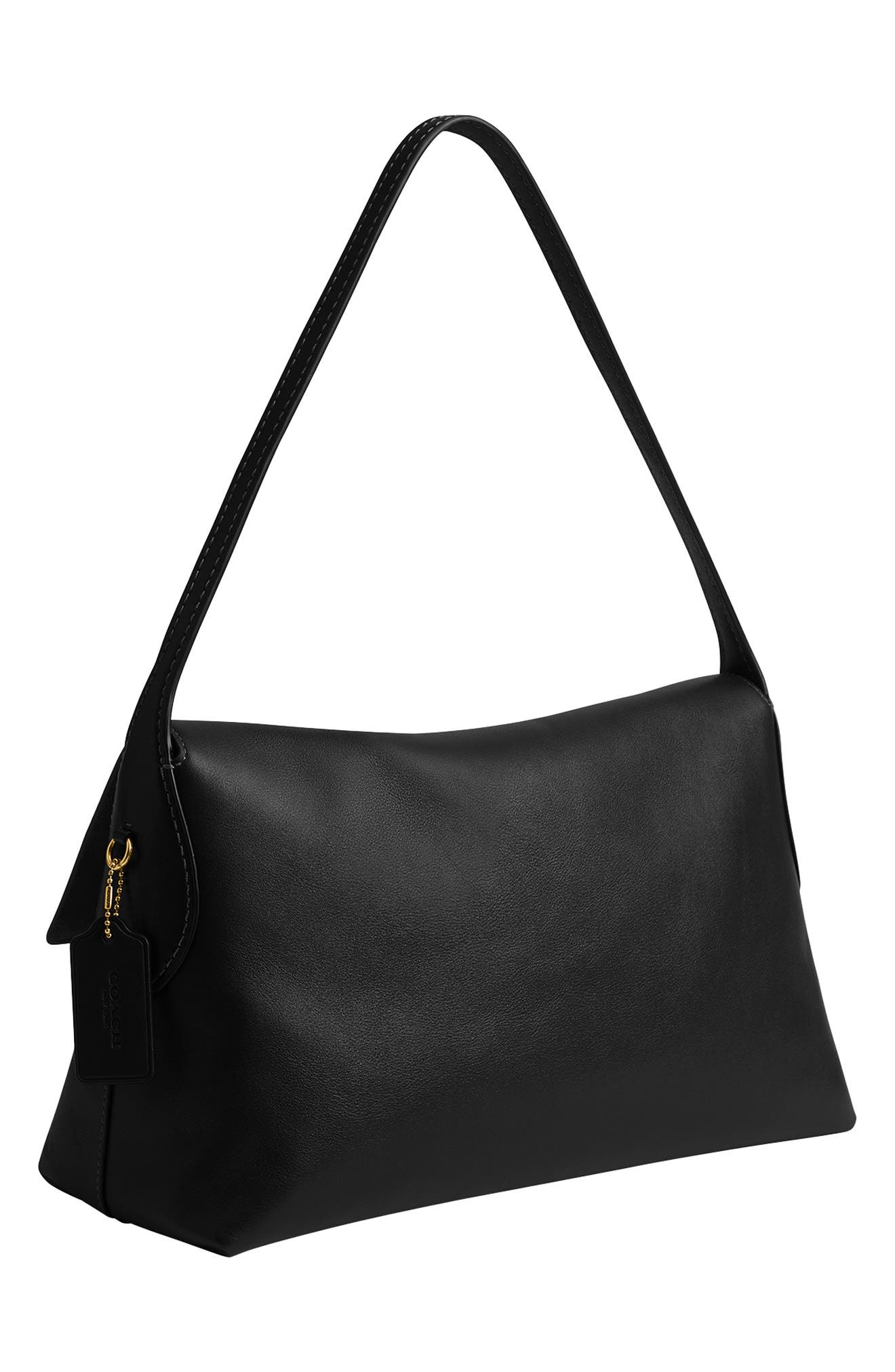 COACH Chelsea 36 Natural Grain Leather Shoulder Bag, Alternate, color, B4/Black