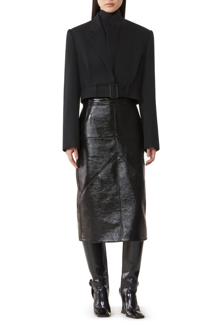 Short Belted Jacket In Wool, Main, color, Black