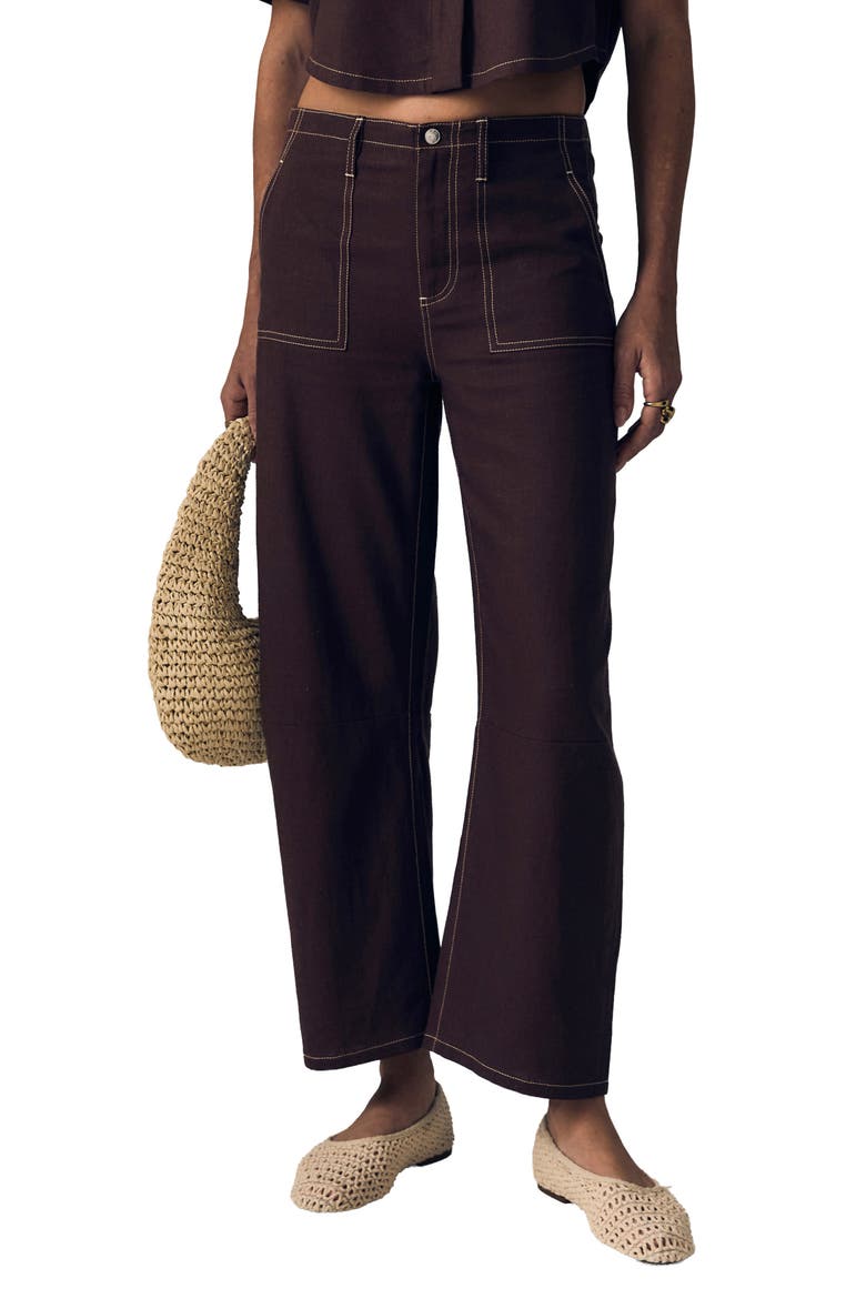 Utility Crop Barrel Leg Jeans, Main, color, COCOA