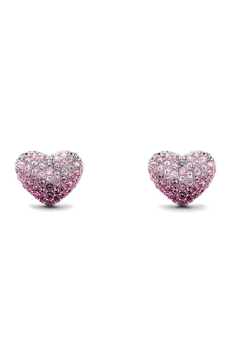 Marc Jacobs Balloon Pavé Heart Stud Earrings, Main, color, Silver/Rose