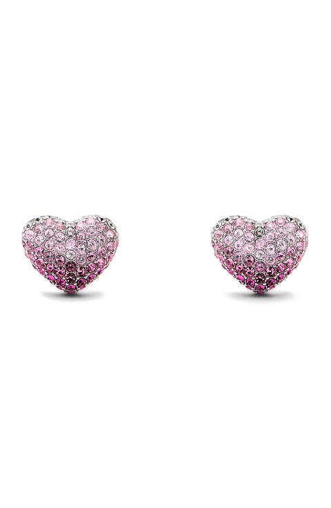 Balloon Pavé Heart Stud Earrings