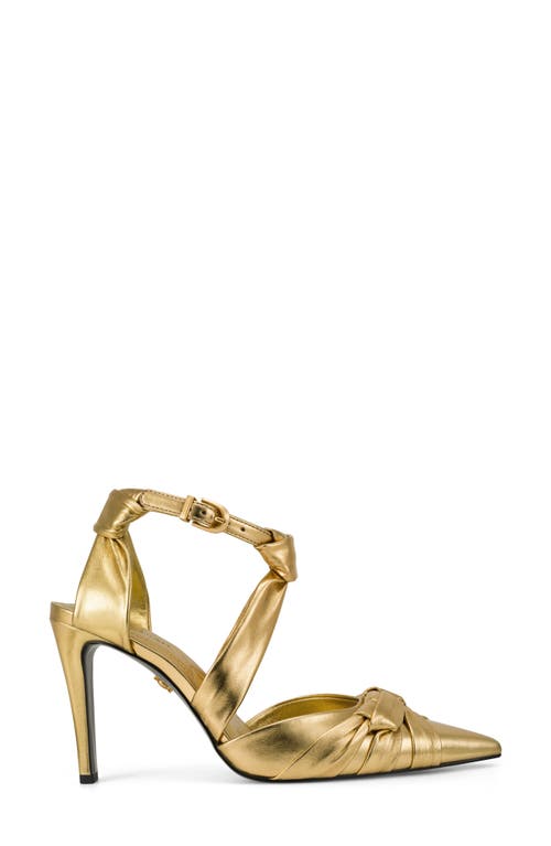 Donna Karan New York Phia Ankle Strap Pointed Toe Pump In Gold