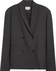 LOULOU DE SAISON Sancia Double Breasted Stretch Virgin Wool Blazer