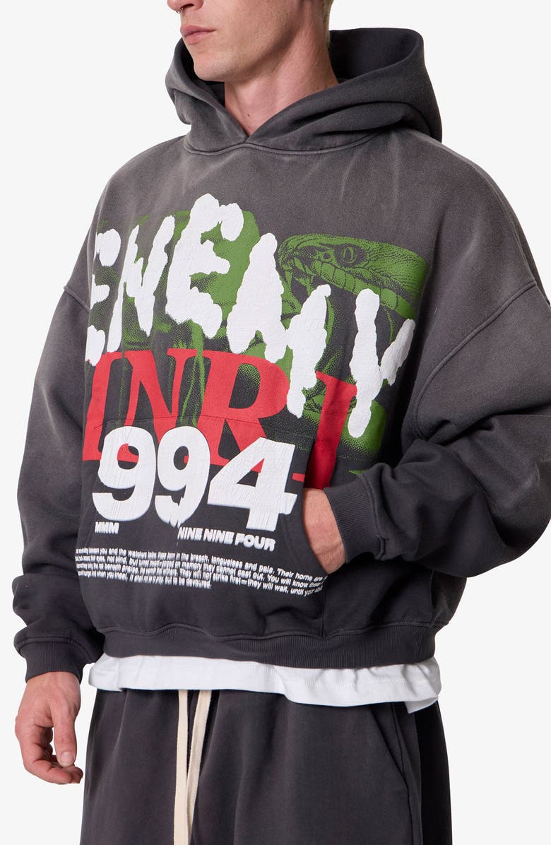 mnml Enemy Oversize Cotton Pullover Hoodie, Alternate, color, 