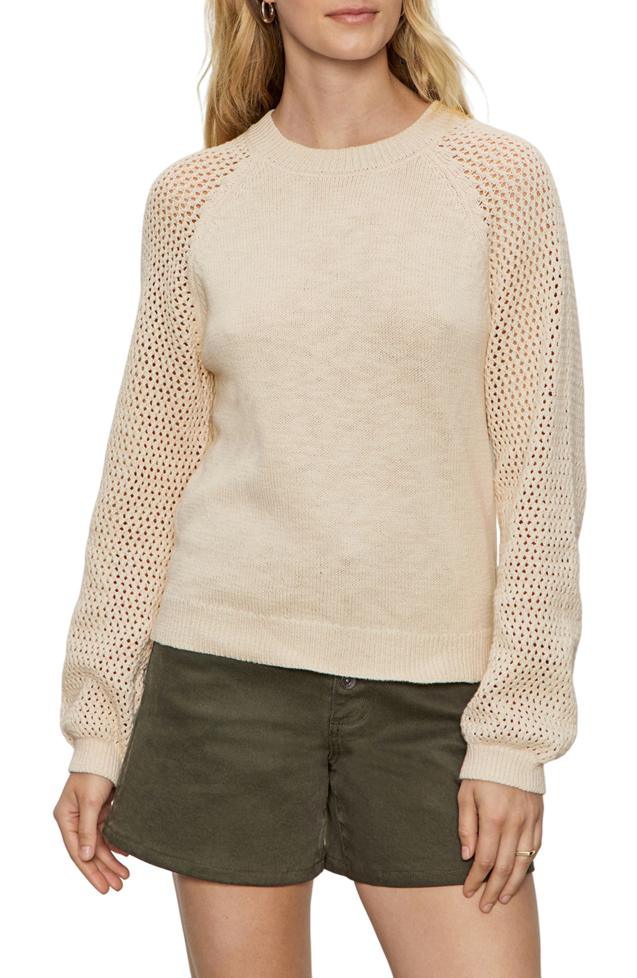 Sanctuary Perfect Moment Mix Stitch Cotton Crewneck Sweater