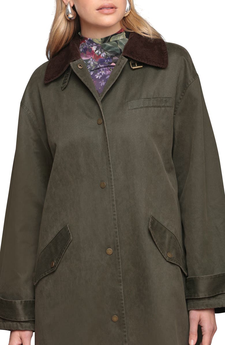 Avec Les Filles Contrast Collar Barn Coat, Alternate, color, Army