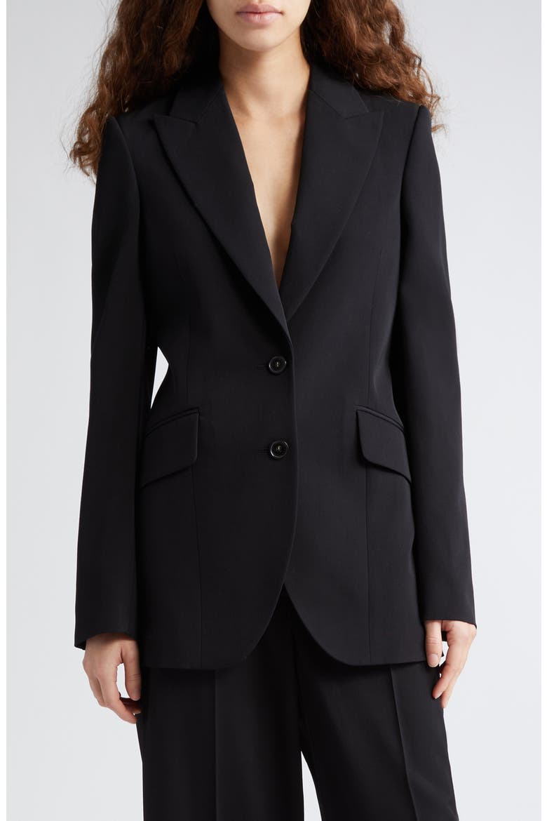 Iconic Wool Stretch Gabardine Blazer, Main, color, BLACK