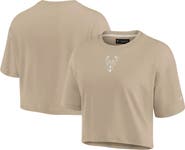 Fanatics Signature Women's Fanatics Signature Khaki Milwaukee Bucks Elements Super Soft Boxy Cropped T-Shirt