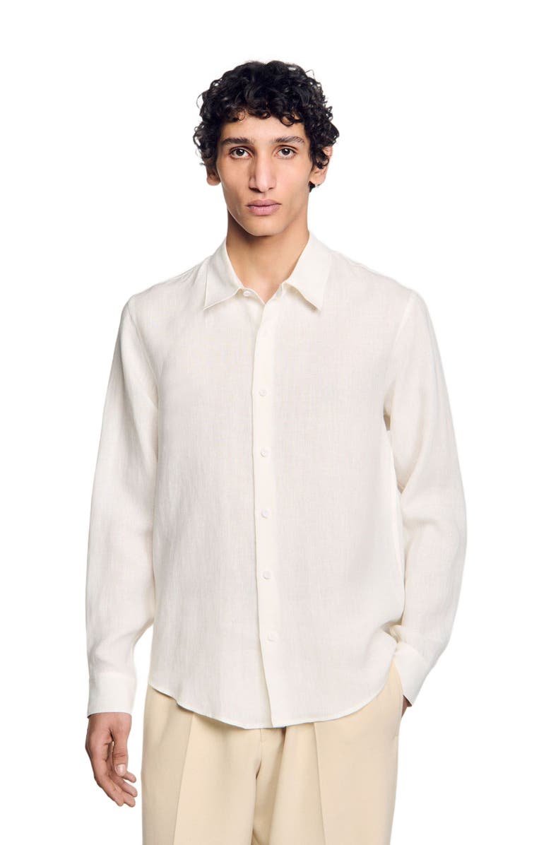 SANDRO Linen shirt, Alternate, color, Ivory.