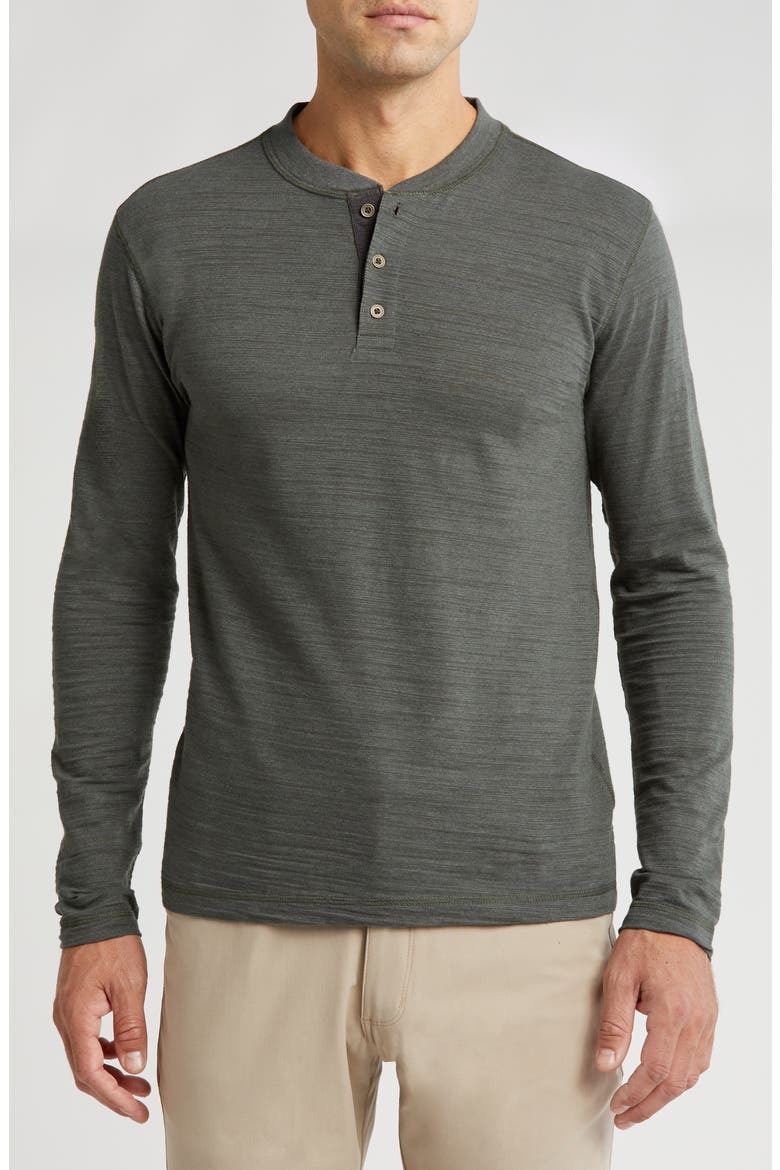 Slub Jersey Knit Long Sleeve Henley, Main, color, DEEP FOREST HEATHER