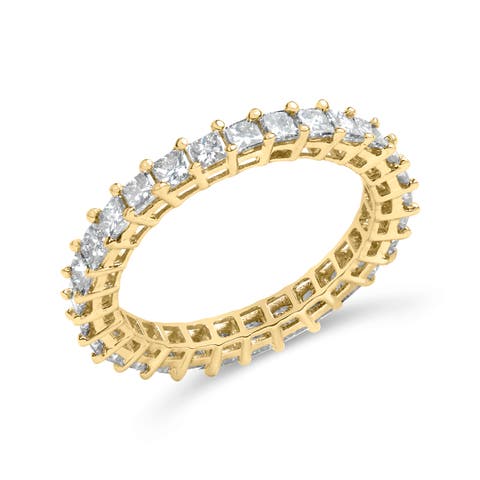 14K Yellow Gold 2.00 Ct Shared Prong Set Princess Cut Diamond Eternity Band Ring