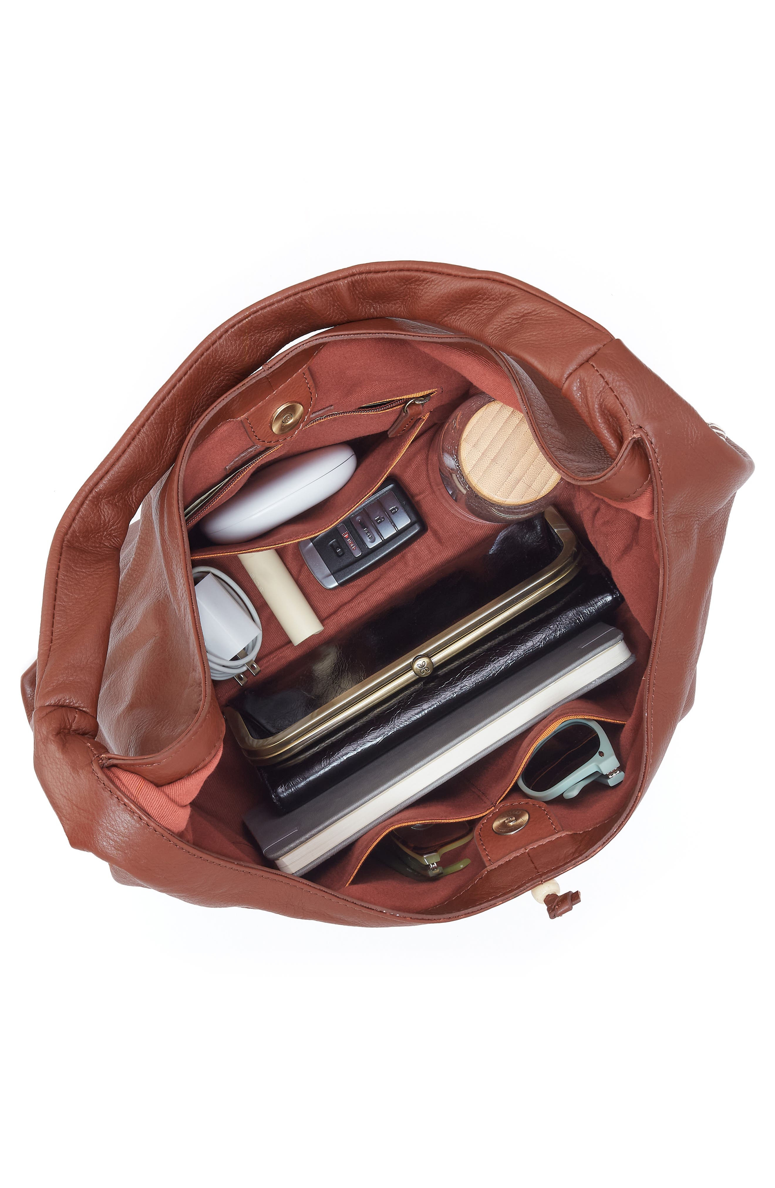La Jolla Leather Hobo Bag, Alternate, color, COCOA BEAN